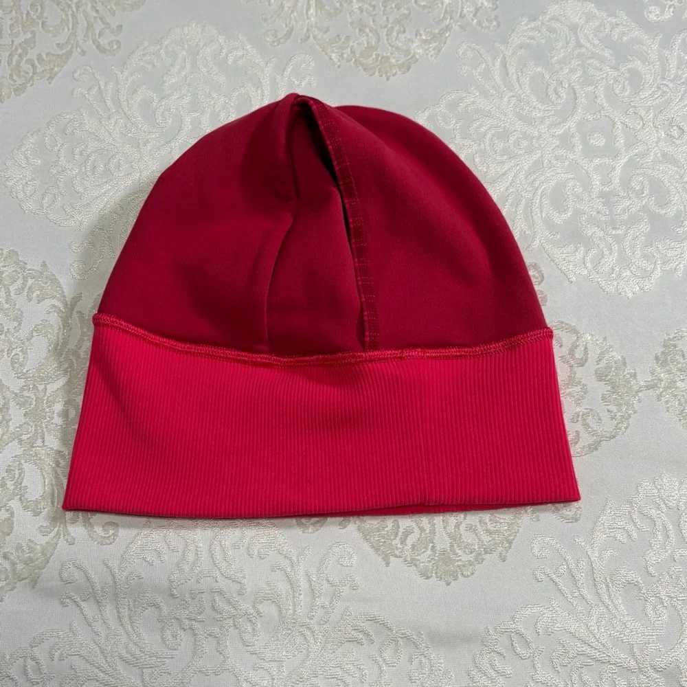 Lululemon Reversible Running Beanie With Ponytail Slot Pink